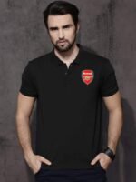 Buy Arsenal print Black Polo T shirt