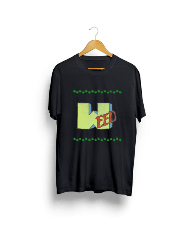 Stoner artwork black round neck unisex tshirt