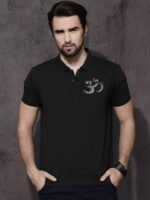 Black unisex polo t-shirt