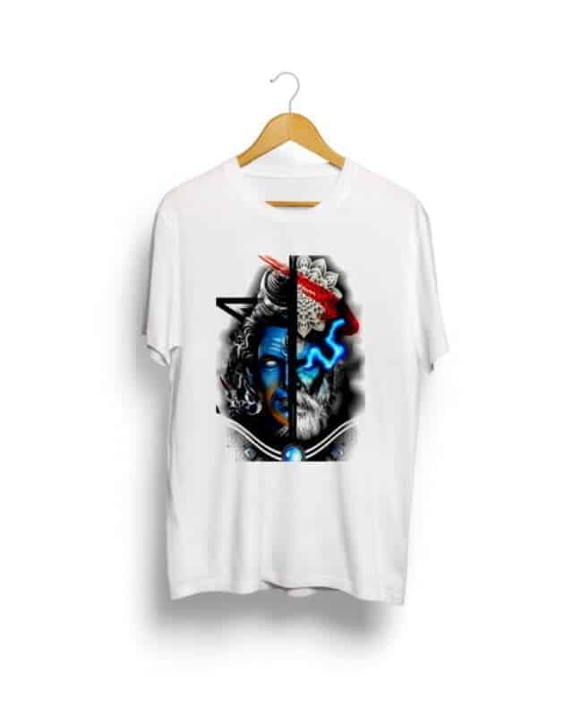 Bholebaba white round neck T-shirt