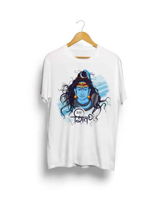 Shiva white round neck unisex t shirt