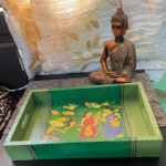 Hand print wooden tray Madhubani style