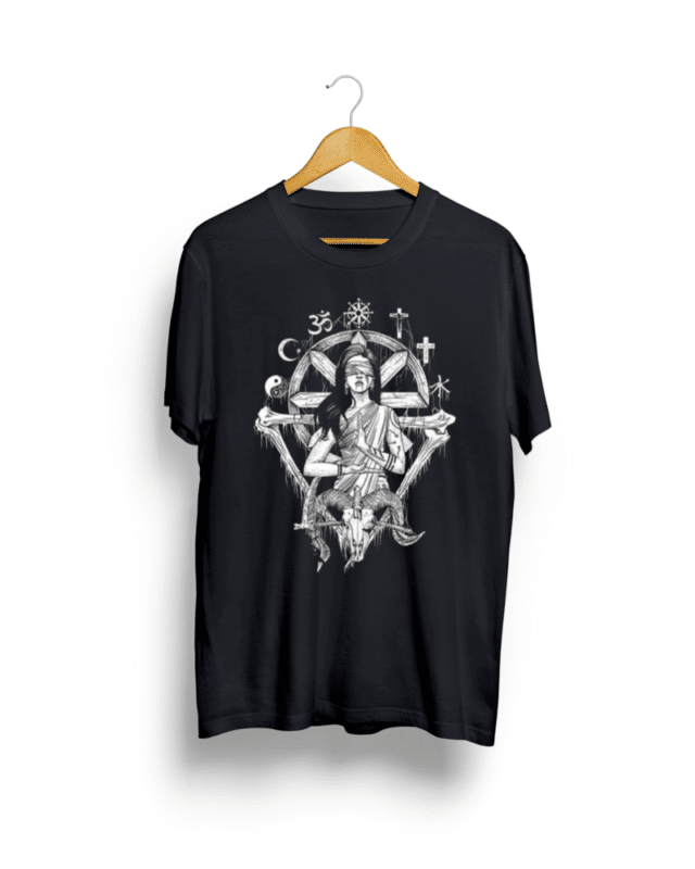 Evil Goddess print Black T shirt