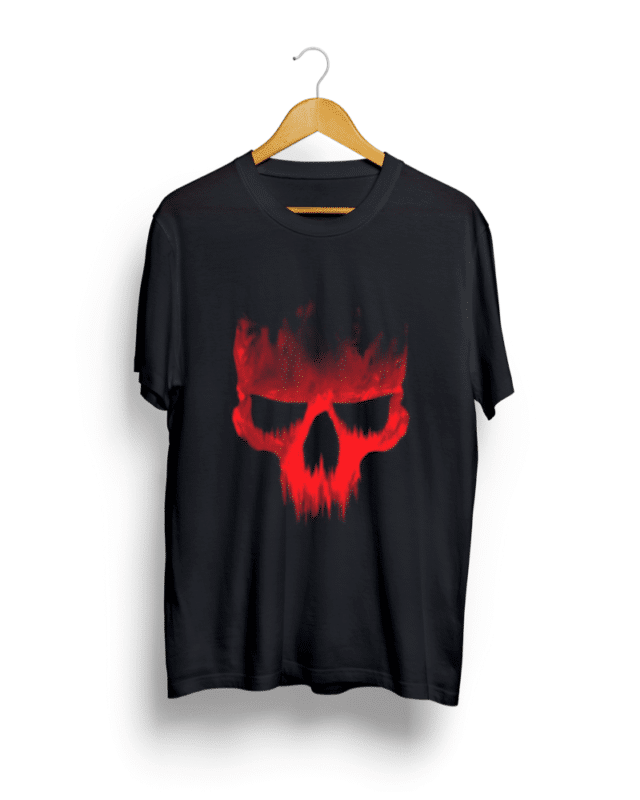 Red skull round neck Black T shirt