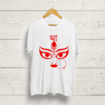 Ma Durga print Round Neck White Tshirt