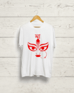 Ma Durga print Round Neck White Tshirt