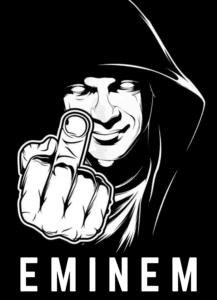 Angry Eminem Round Neck Black Tshirt