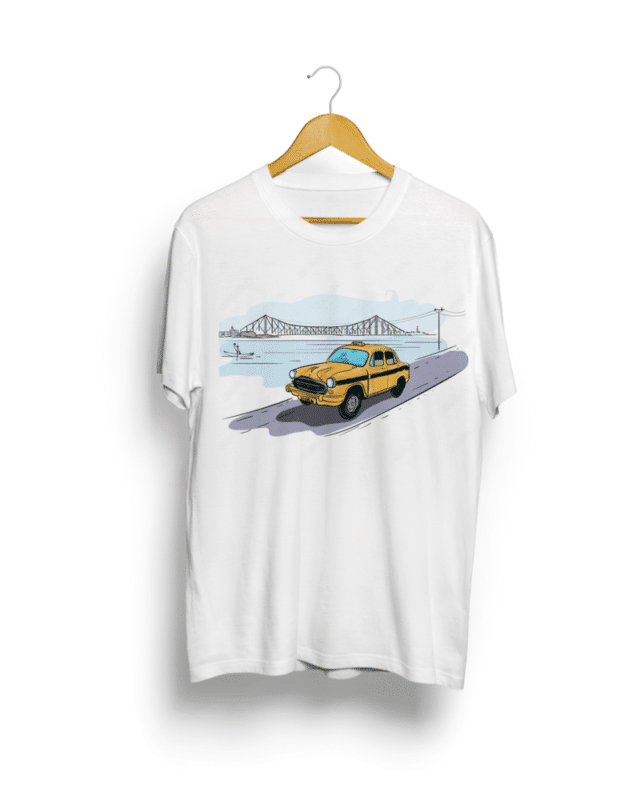 Kolkata print Round neck white Tshirt