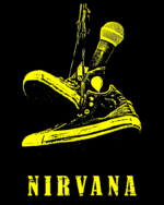 Buy Nirvana Kurt Cobain shoe print Black T shirt - Image 2