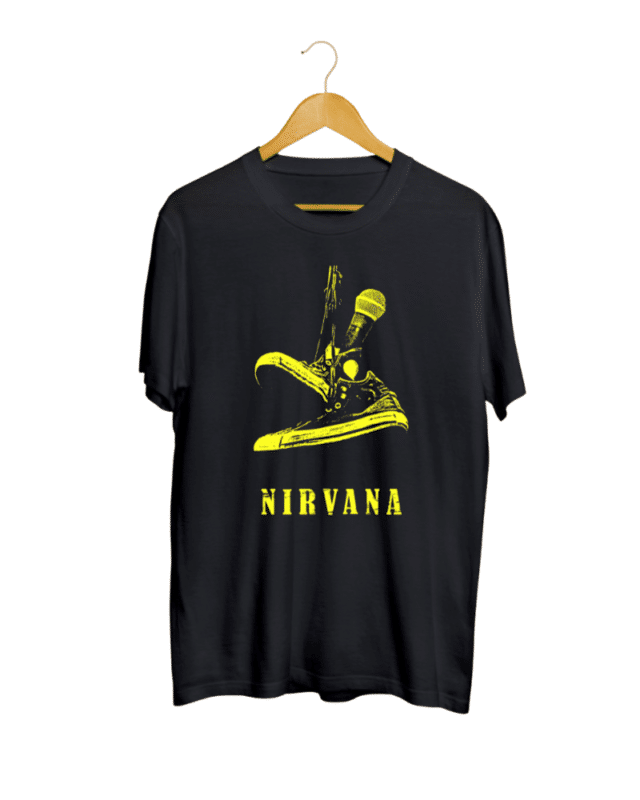 Nirvana Kurt Cobain shoe print black T shirt