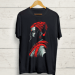 Buy Shivaji print Round Neck Black Tshirt