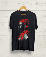 Buy Shivaji print Round Neck Black Tshirt