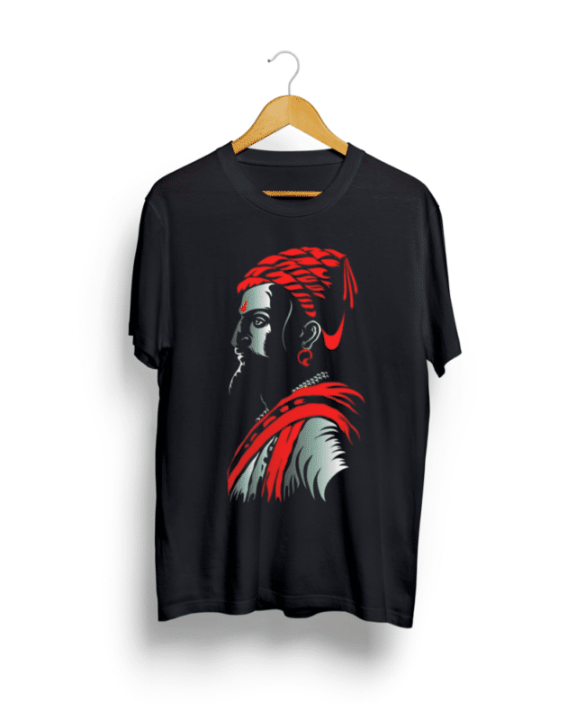 Shivaji print round neck black Tshirt