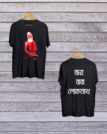 Both side print Round neck Black Tshirt