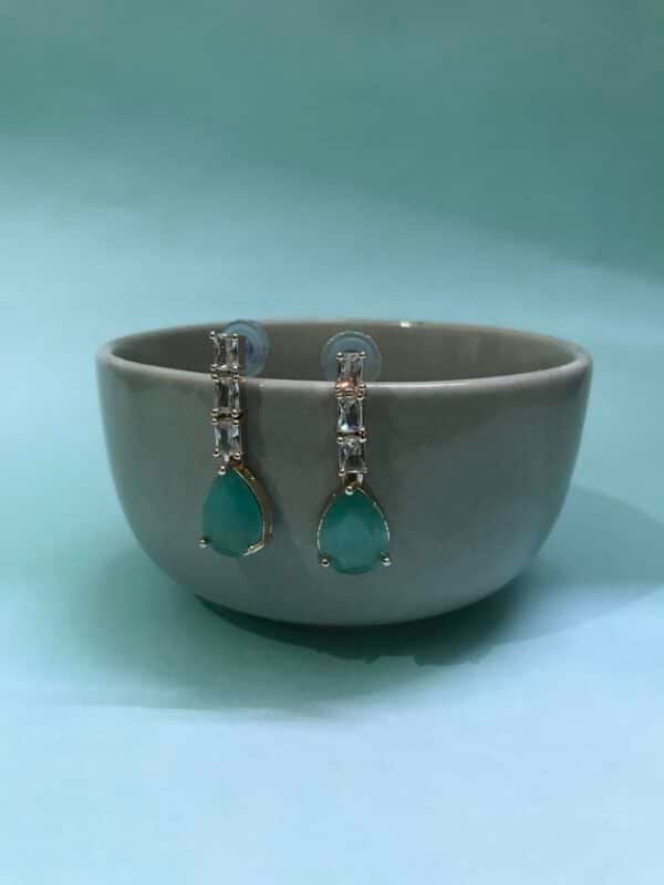 Buy AD Earing with Monalisa Stone Mint Green color