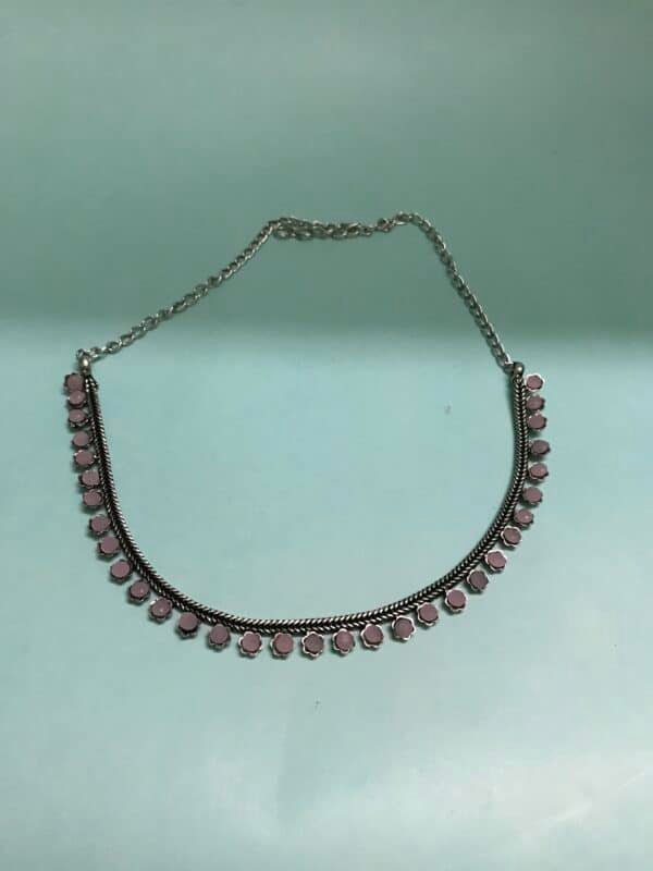 Buy Pink Stone German Silver Necklace