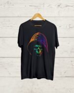 Multicolour Skull print Black Tshirt