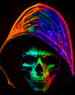 Multicolour Skull print Black Tshirt - Image 2