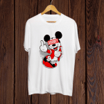 Funny Mickey Mouse print white Tshirt