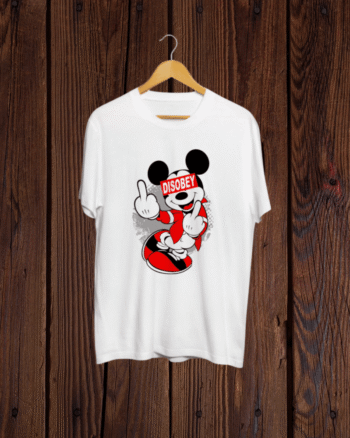 Funny Mickey Mouse print white Tshirt