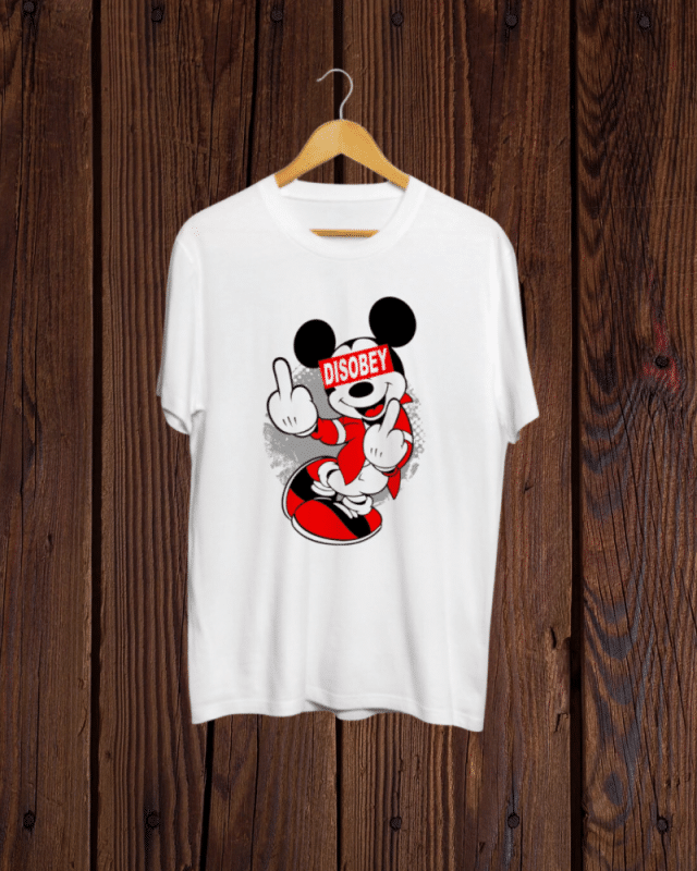 Funny Mickey Mouse print white Tshirt
