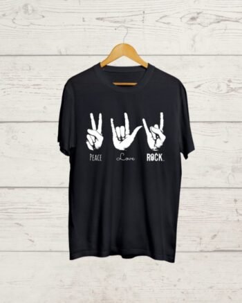 Buy Love Peace Rock Black T shirt