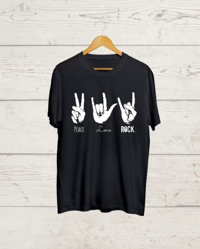 Buy Love Peace Rock Black T shirt