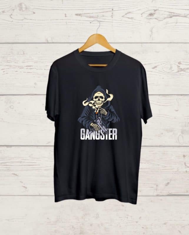 Gangster Skull print Black Tshirt