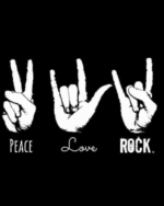 Buy Peace Love Rock Black T shirt - Image 2