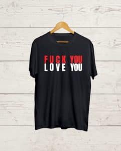 Buy Love you print Black T shirt