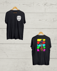 Both side Anonymous print Black Tshirt