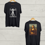 Both side Da Vinci print Black Tshirt