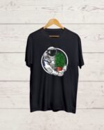 Front side Stoner Astronaut print Black T shirt