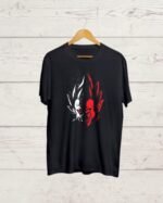 Front side Vegeta print Black T shirt