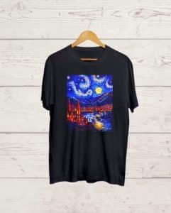 The Starry Night print Black T shirt