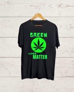 Green Lives Matter print Black T shirt