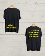 Both side Quotation print Black Tshirt