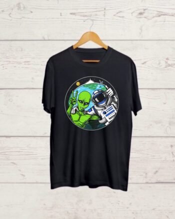 Buy Alien and Astronaut Black T shirt
