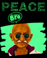 Buy Peace Bro ft Gandhiji Black Tshirt - Image 2