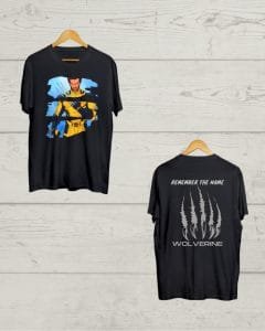 Both side Wolverine print Black Tshirt