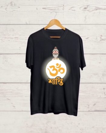 Om Shanti print funny Black Tshirt
