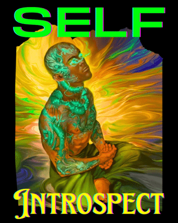 Self Introspect print Black T shirt
