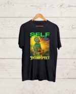 Self Introspect print Black T shirt