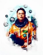 Elon Mask X Space X white Tshirt
