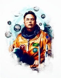 Elon Mask X Space X white Tshirt