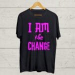 I am the Change print Black T shirt