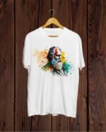 Tagore print Round Neck White T shirt