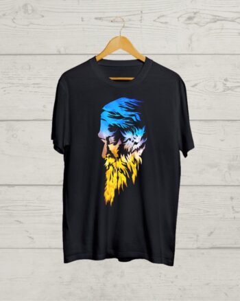 Rabindranath Tagore print Black Tshirt