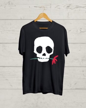 Buy Skull with Rose Black T shirt