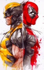 Deadpool Wolverine print white Tshirt